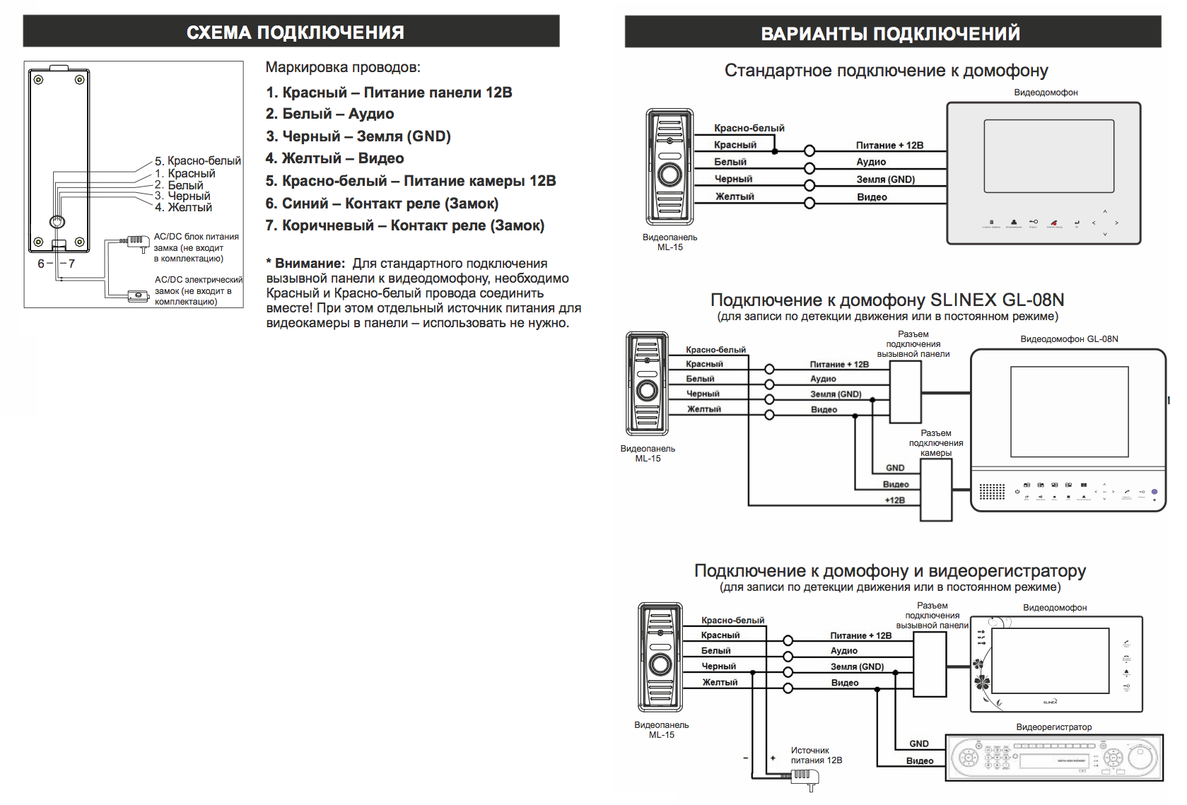 Avc 105 вызывная панель схема подключения